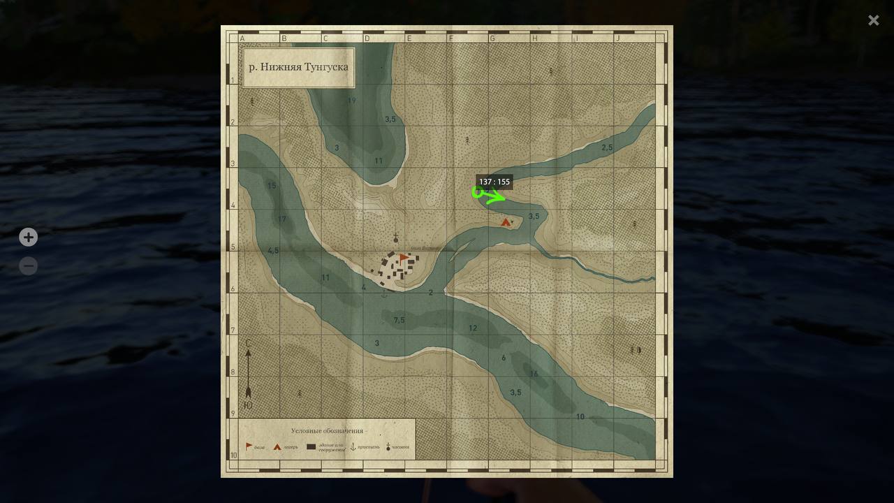 Река Нижняя Тунгуска — Карта