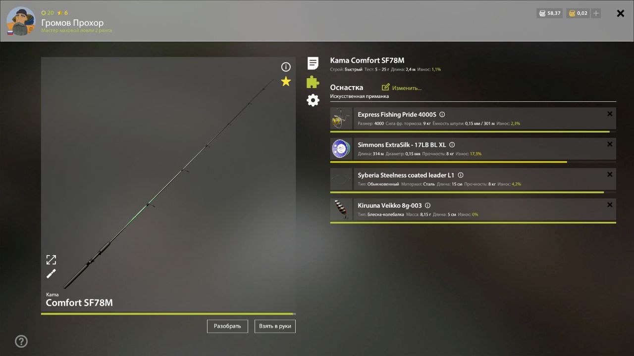 Река Волхов — Оснастка (спиннинг)