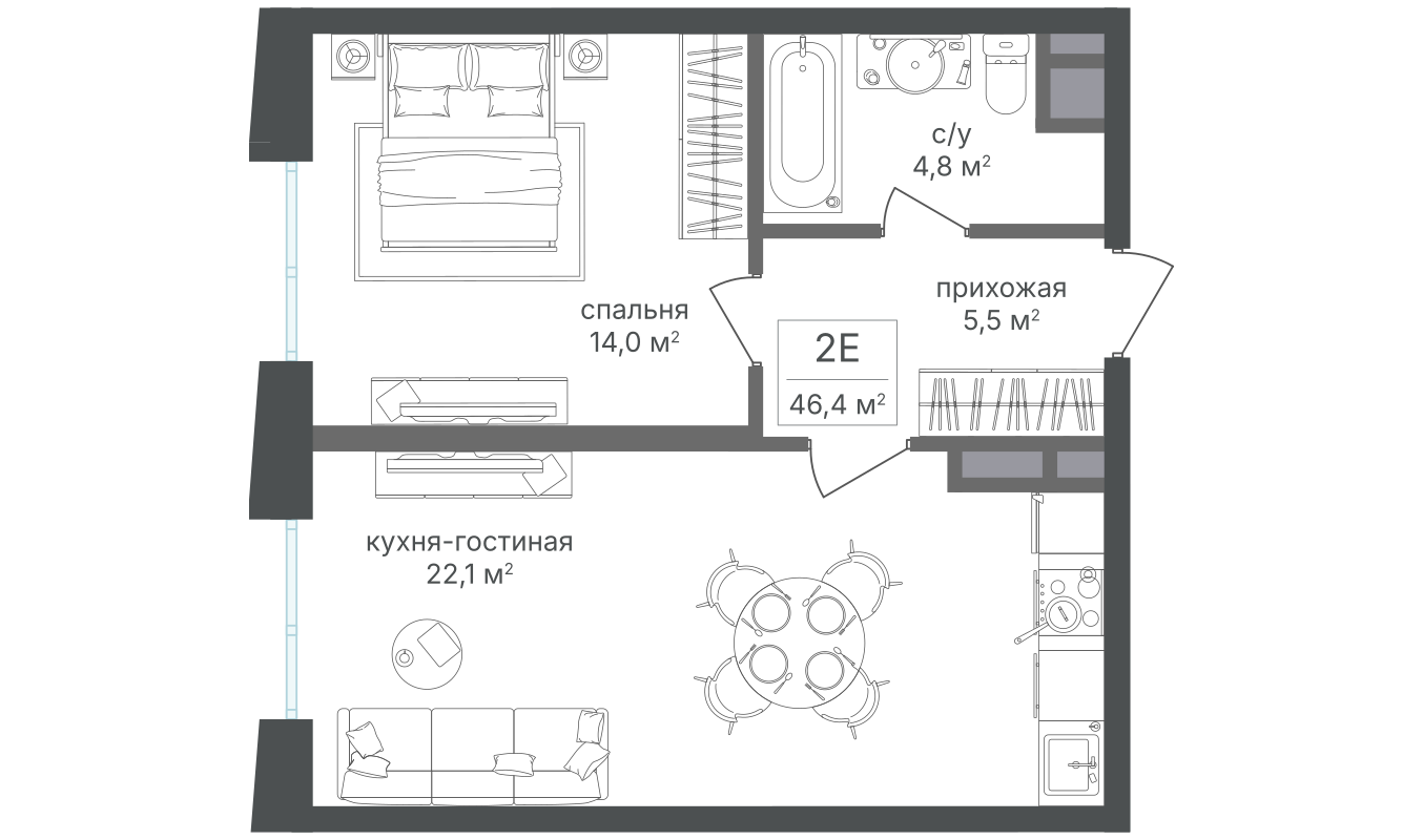 Планировка 1-комн.