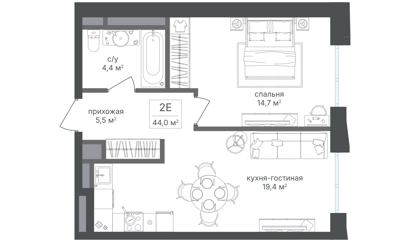 Планировка 1-комн.