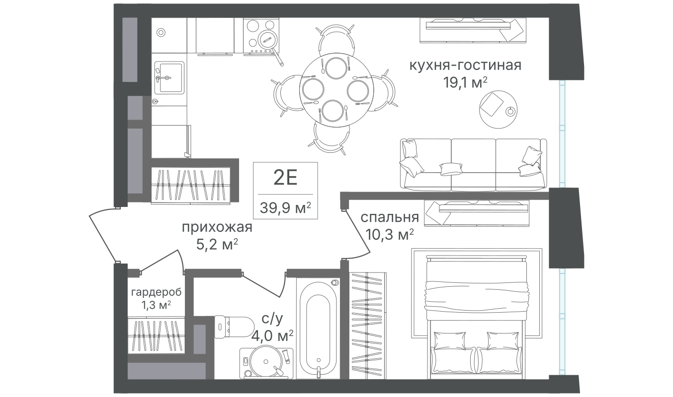 Планировка 1-комн.