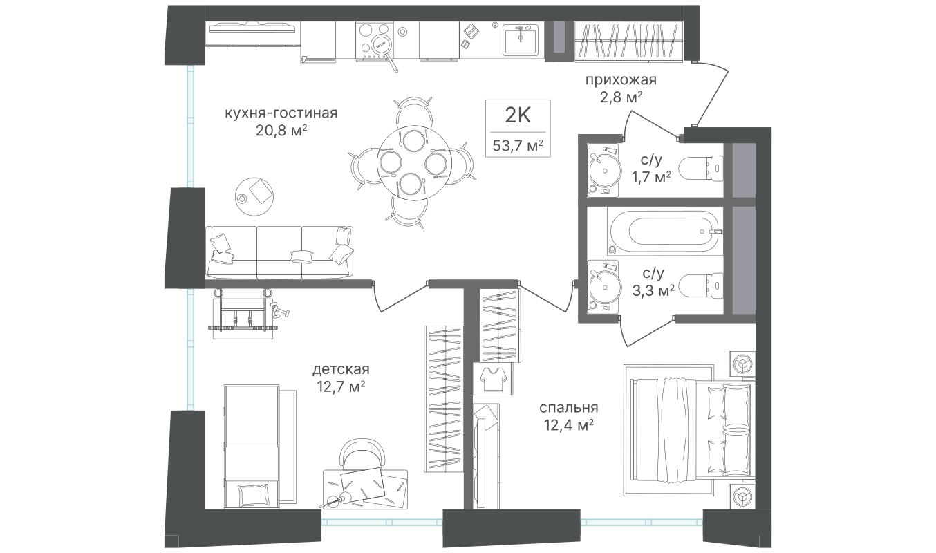 Планировка 2-комн.