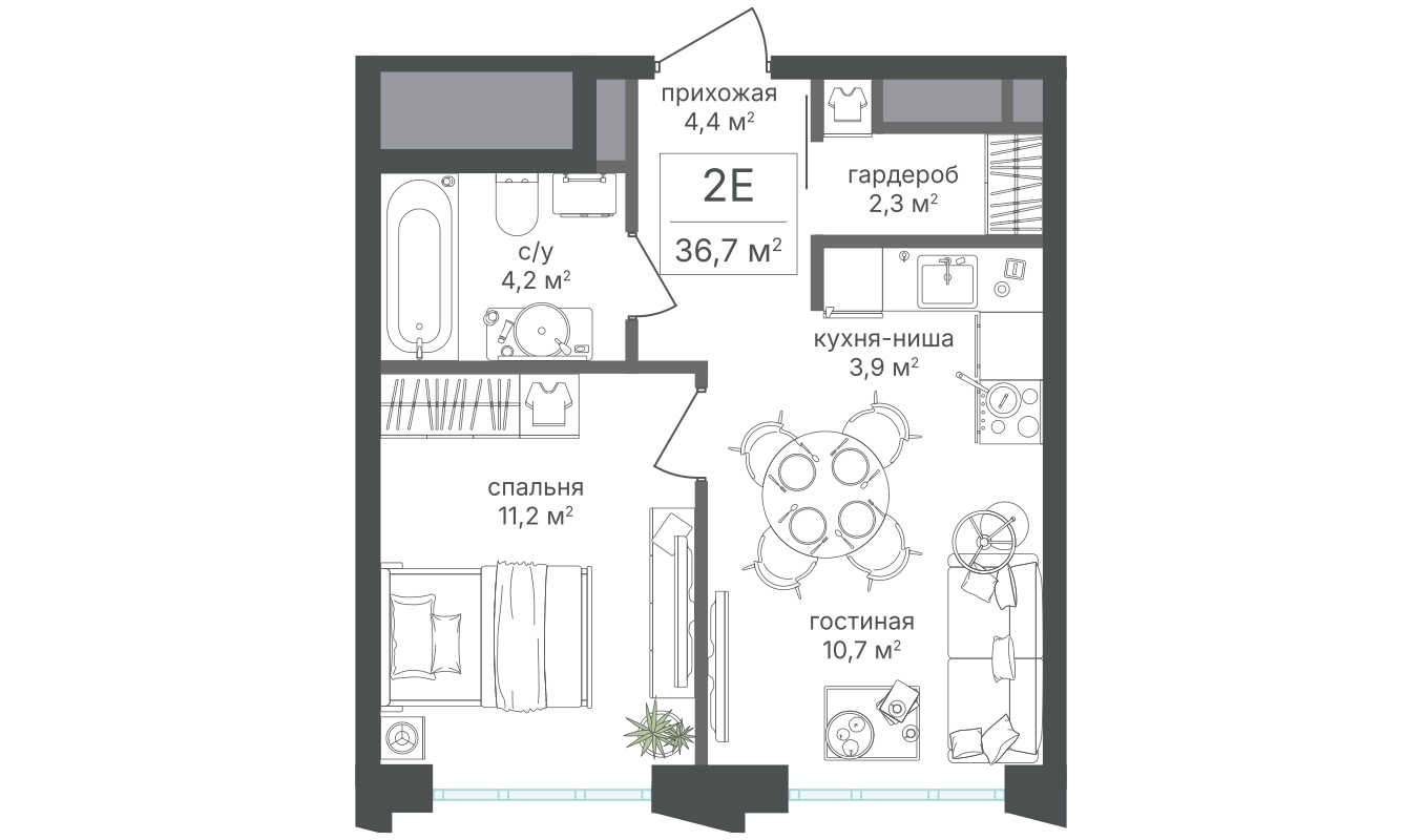 Планировка 2-комн.