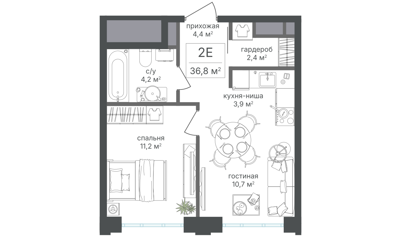Планировка 2-комн.
