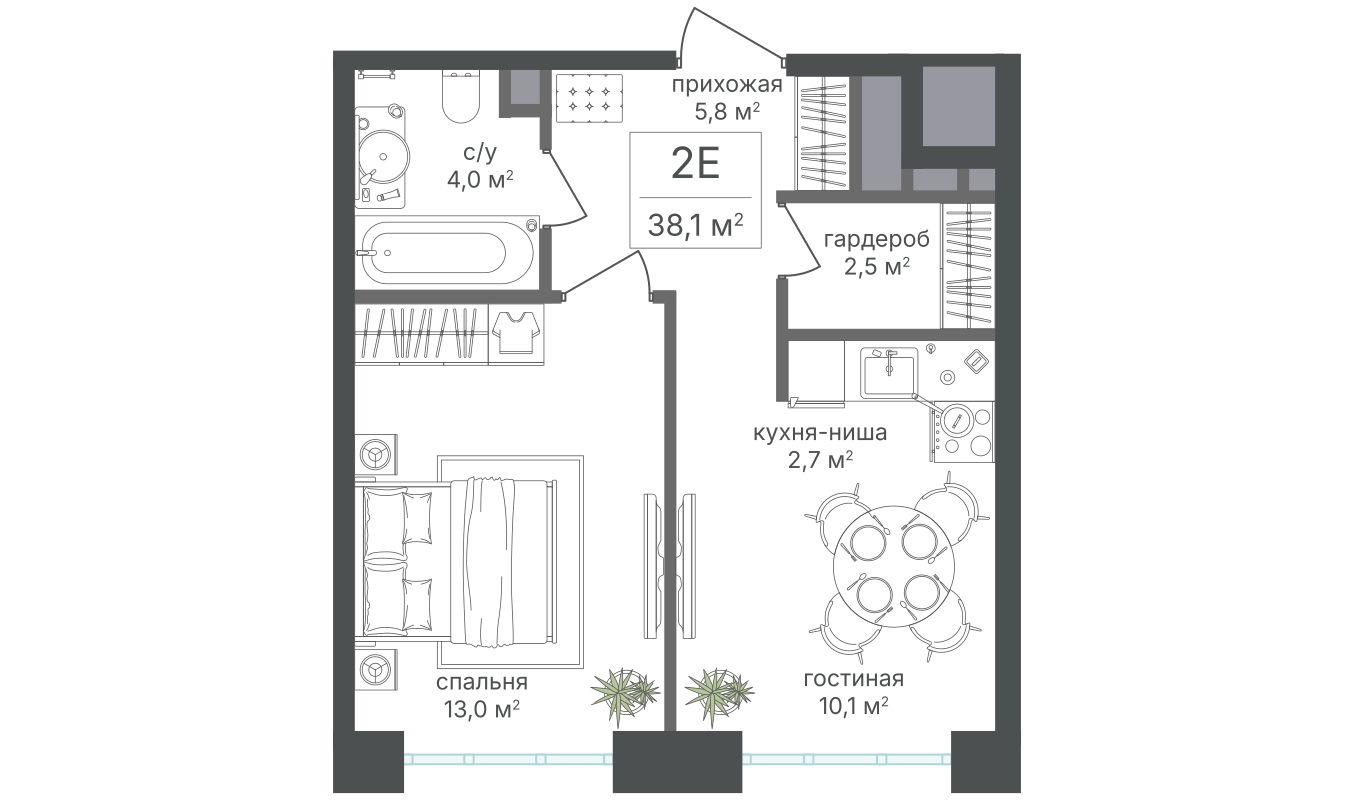 Планировка 2-комн.