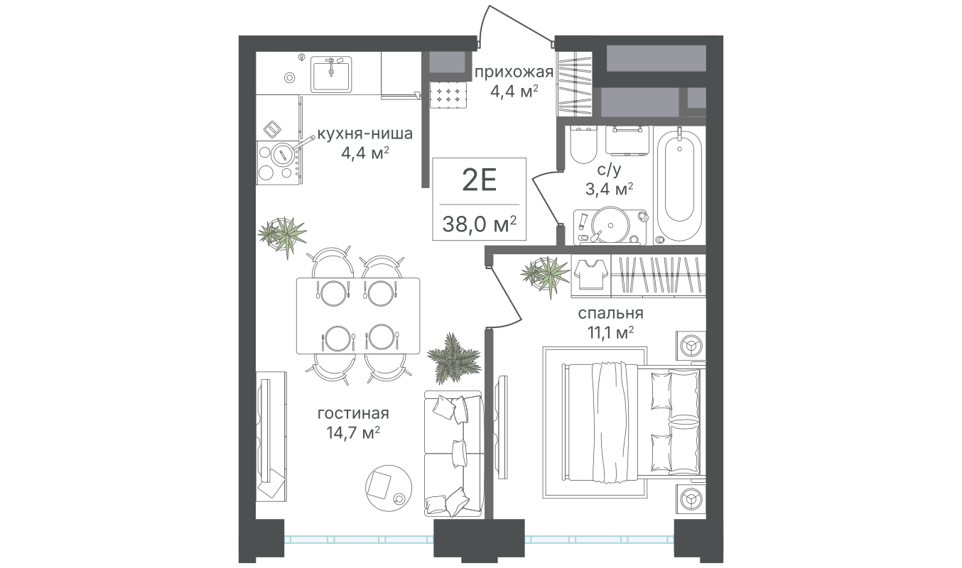 Планировка 2-комн.