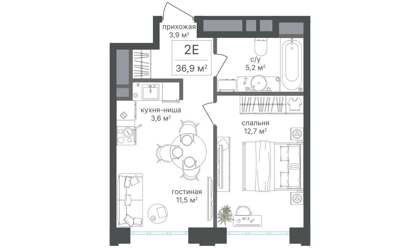 Планировка 2-комн.