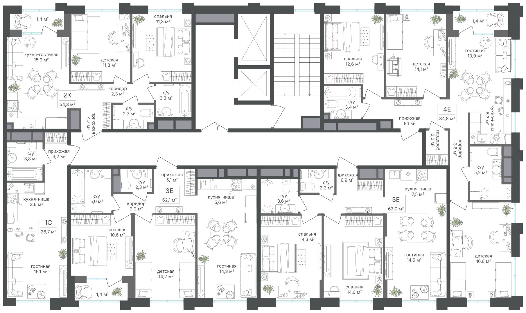4х-комнатная квартира в ЖК Михалковский