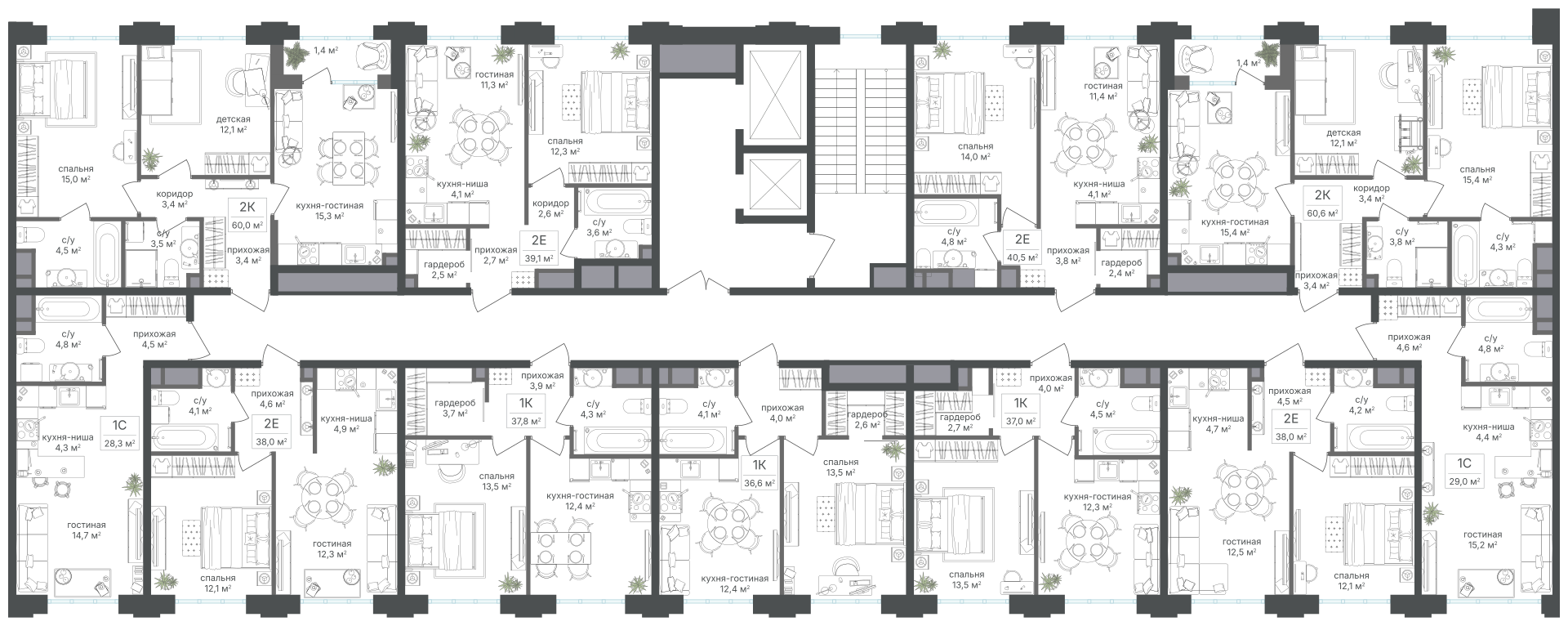 2х-комнатная квартира в ЖК Михалковский