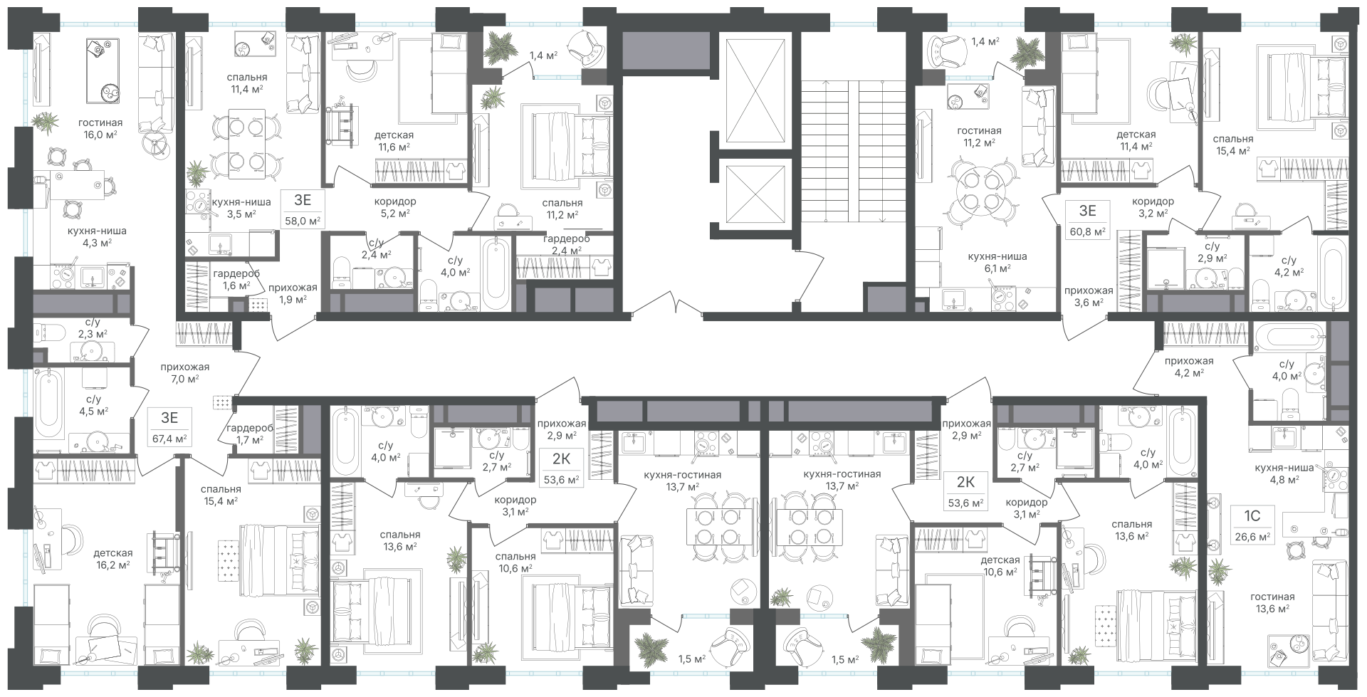 3х-комнатная квартира в ЖК Михалковский