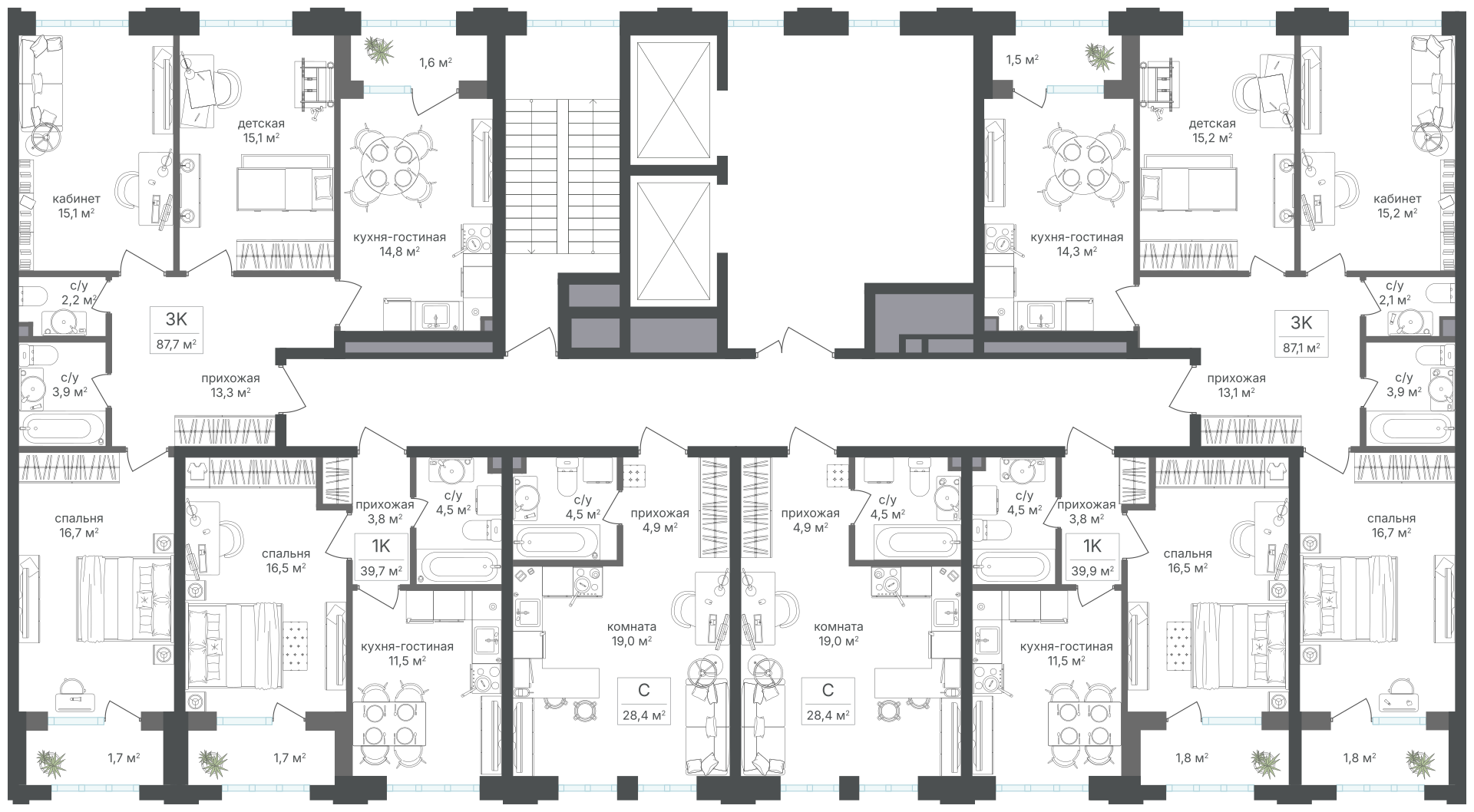 3х-комнатная квартира в ЖК Михалковский