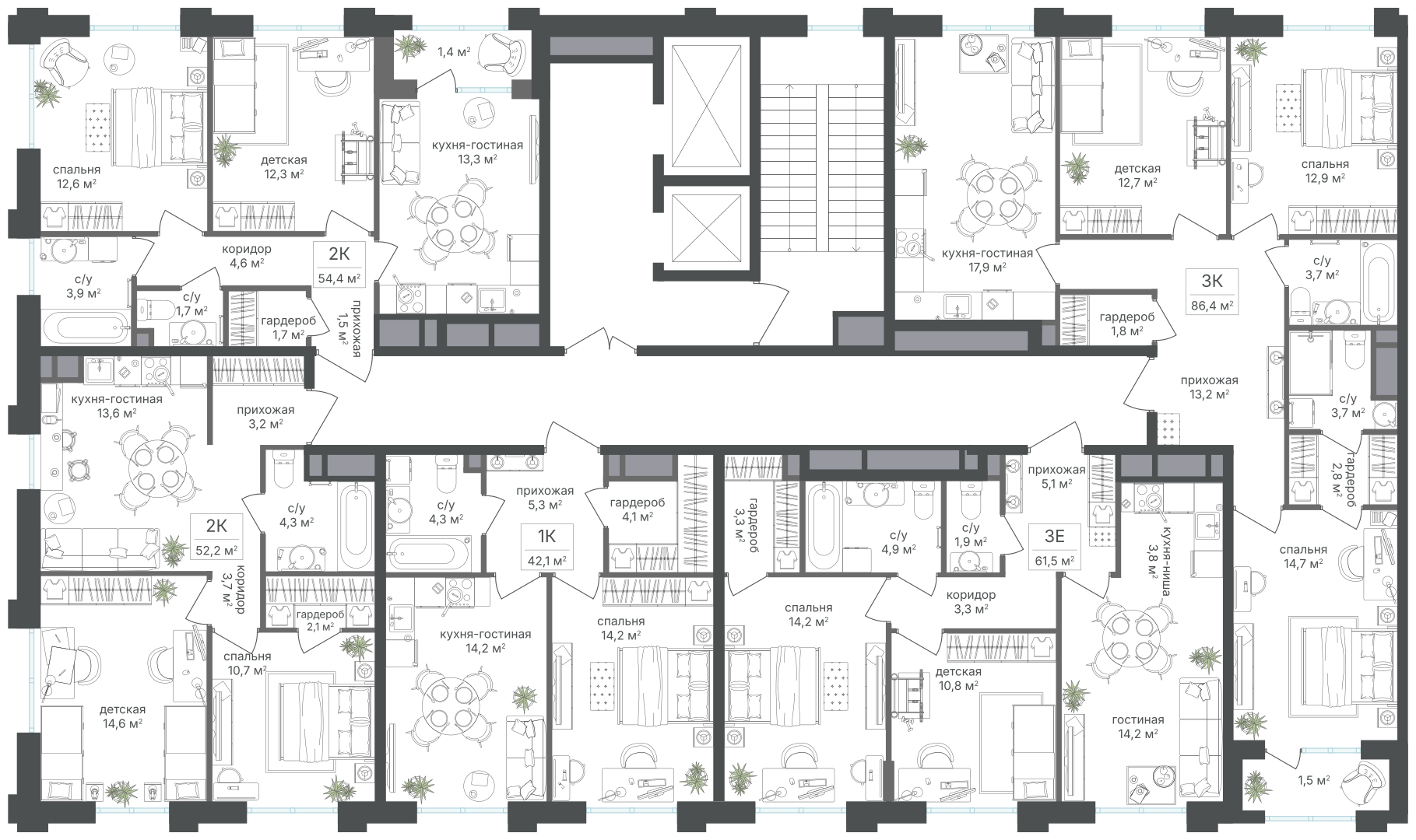 2х-комнатная квартира в ЖК Михалковский