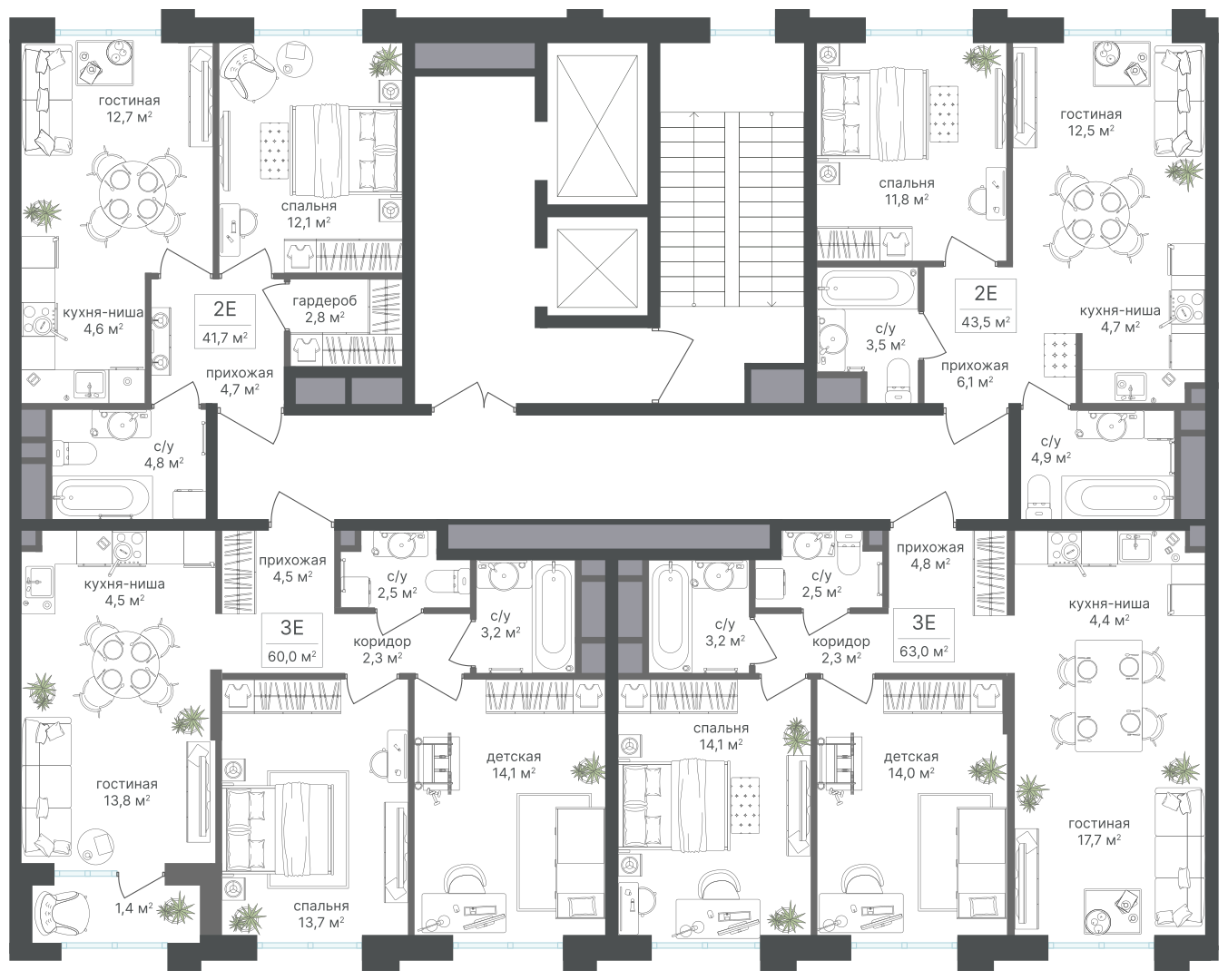 3х-комнатная квартира в ЖК Михалковский