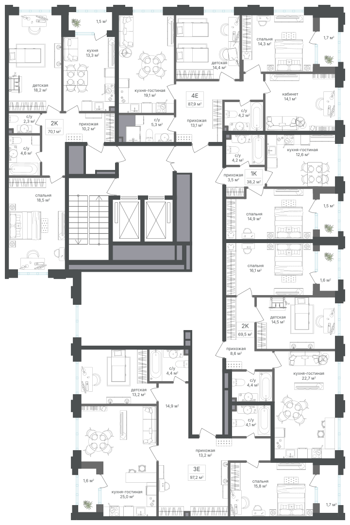 2х-комнатная квартира в ЖК Михалковский
