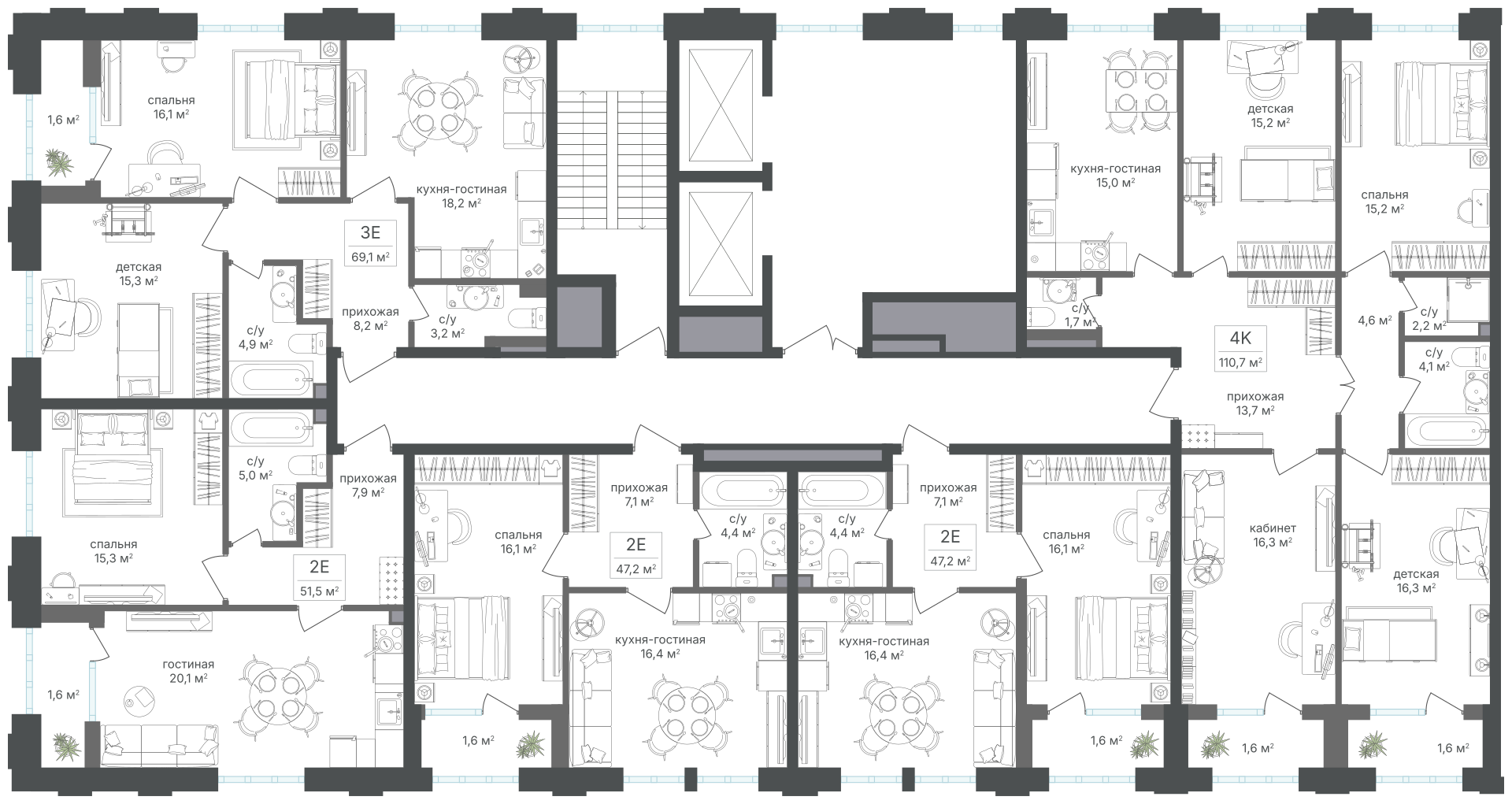 2х-комнатная квартира в ЖК Михалковский