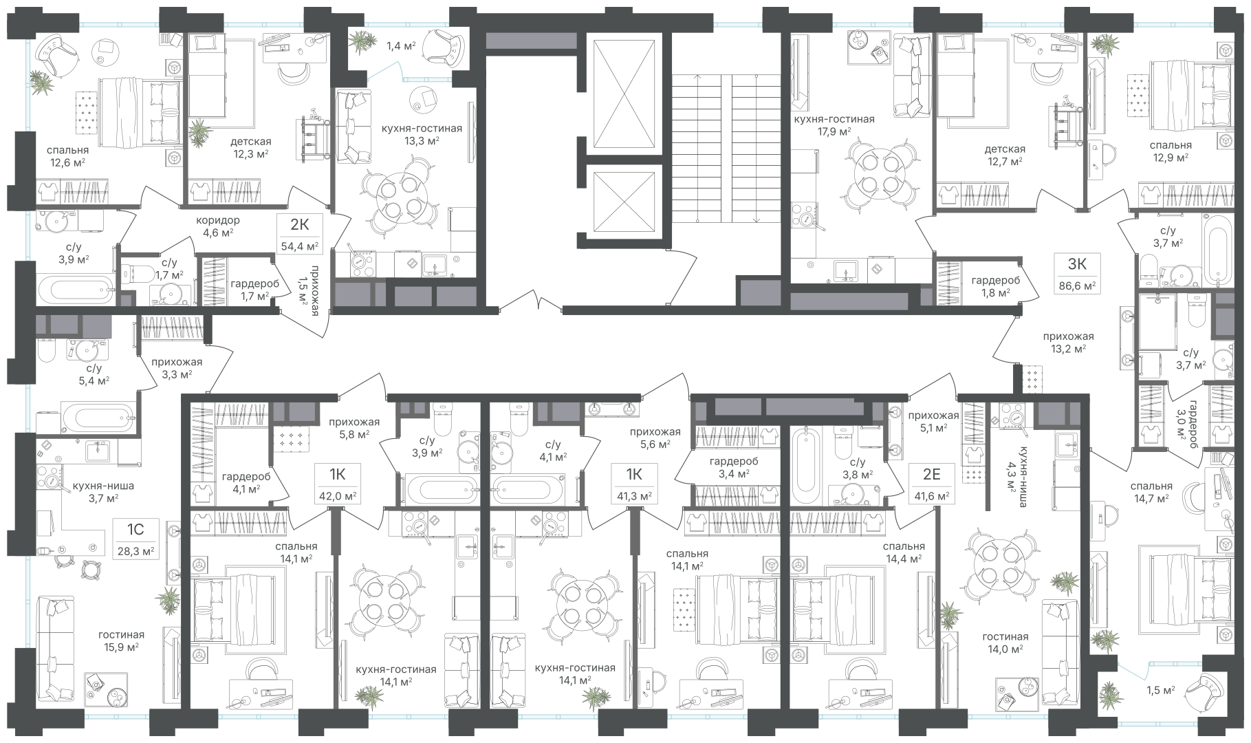 2х-комнатная квартира в ЖК Михалковский