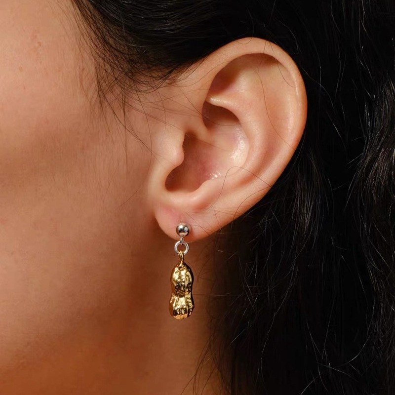 Серьги из серебра 925 пробы с двухцветной подвеской оптом из Китая — фотография 5