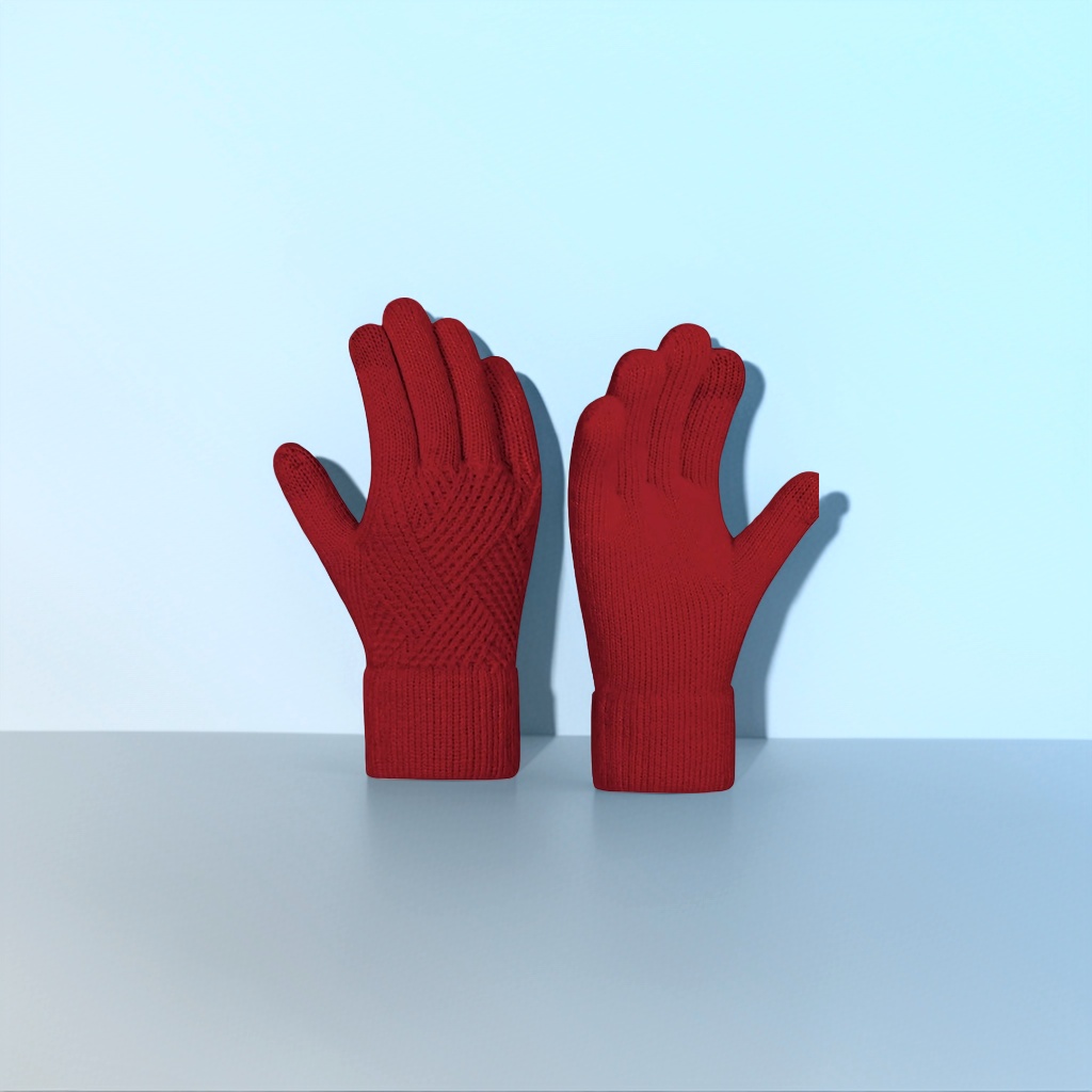 Перчатки вязаные женские, красные оптом из Китая — фотография 3