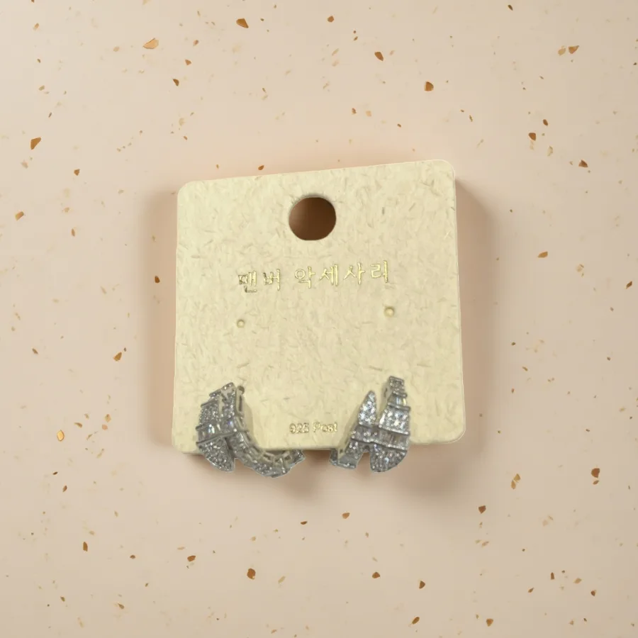Серьги-пусеты из серебра 925 со стразами оптом из Китая — фотография 2