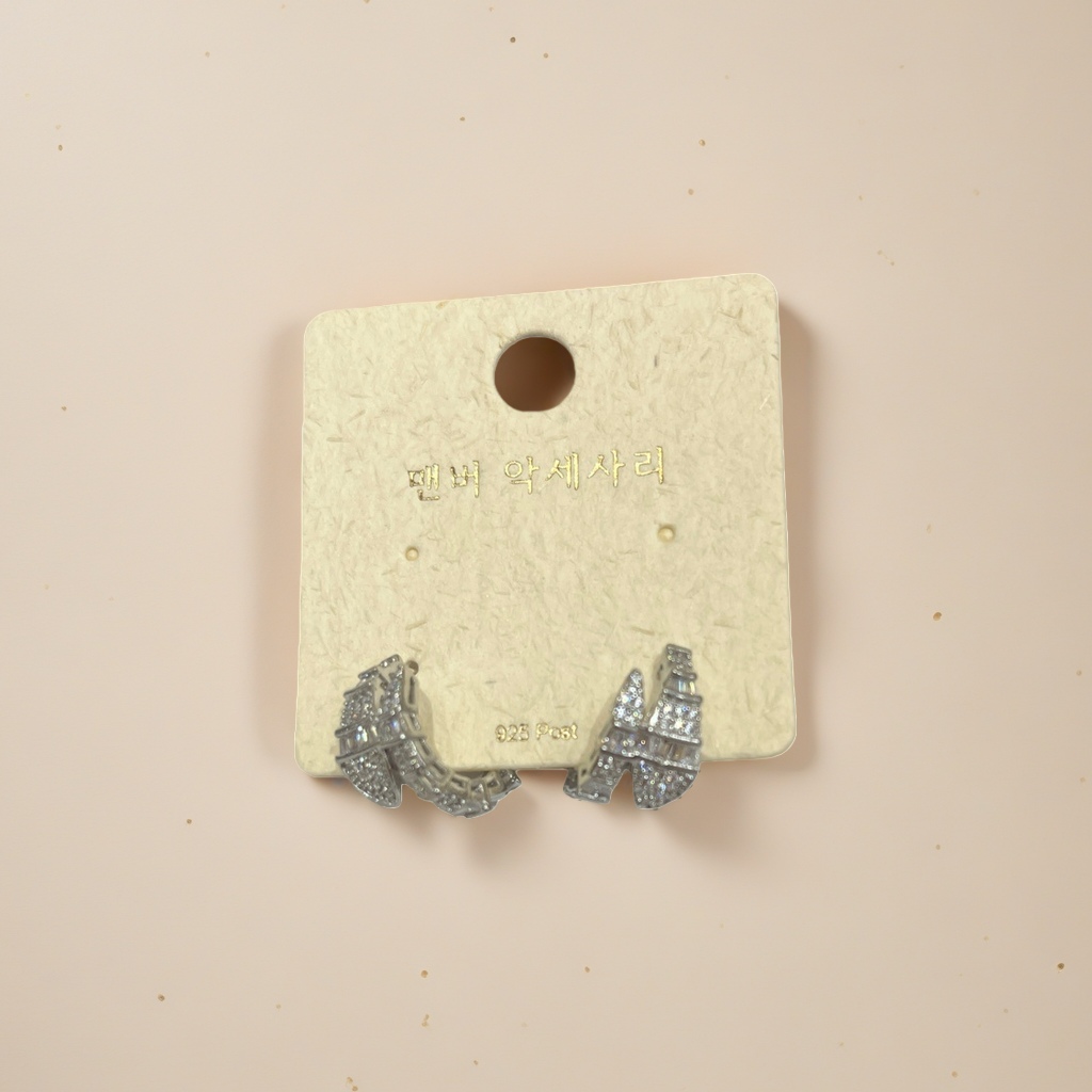 Серьги-пусеты из серебра 925 со стразами оптом из Китая — фотография 5