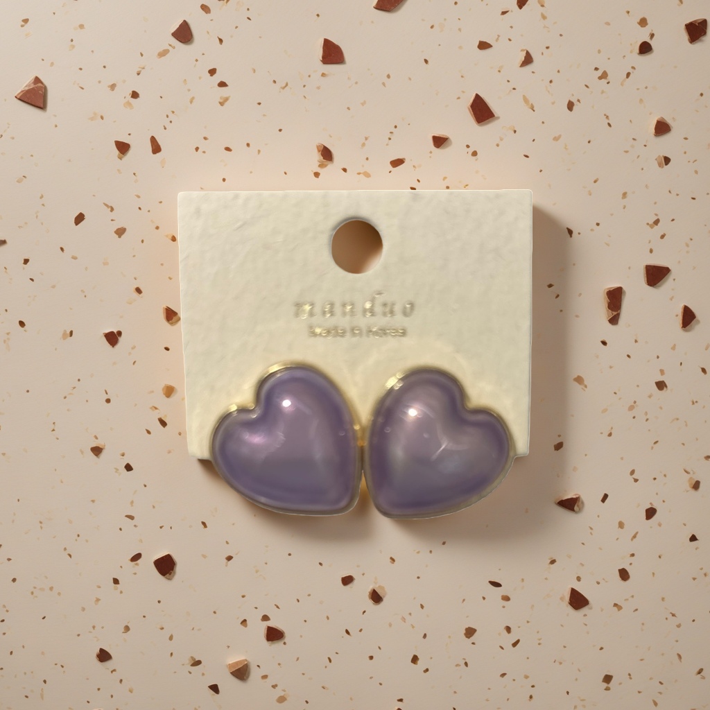 Серьги-сердечки фиолетовые оптом из Китая — фотография 3