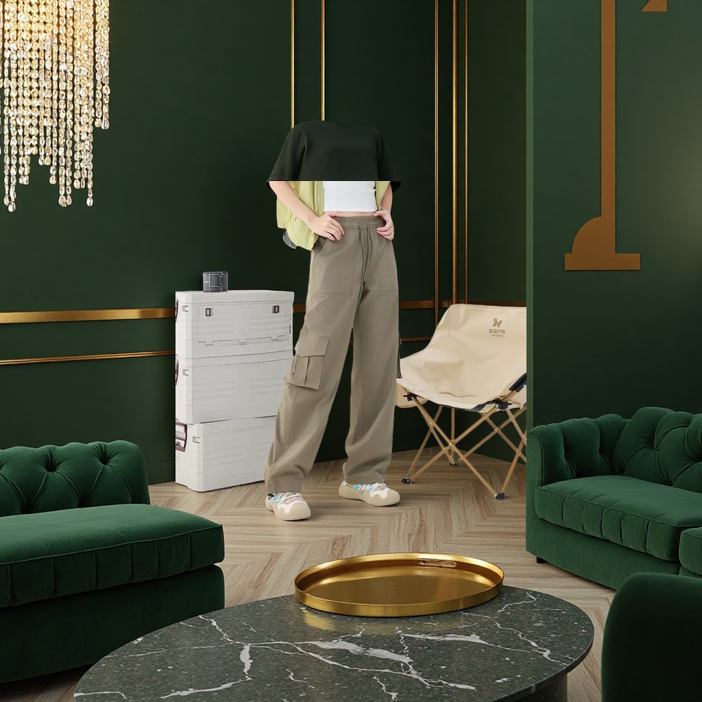 Брюки мужские свободные хаки оптом из Китая — фотография 4