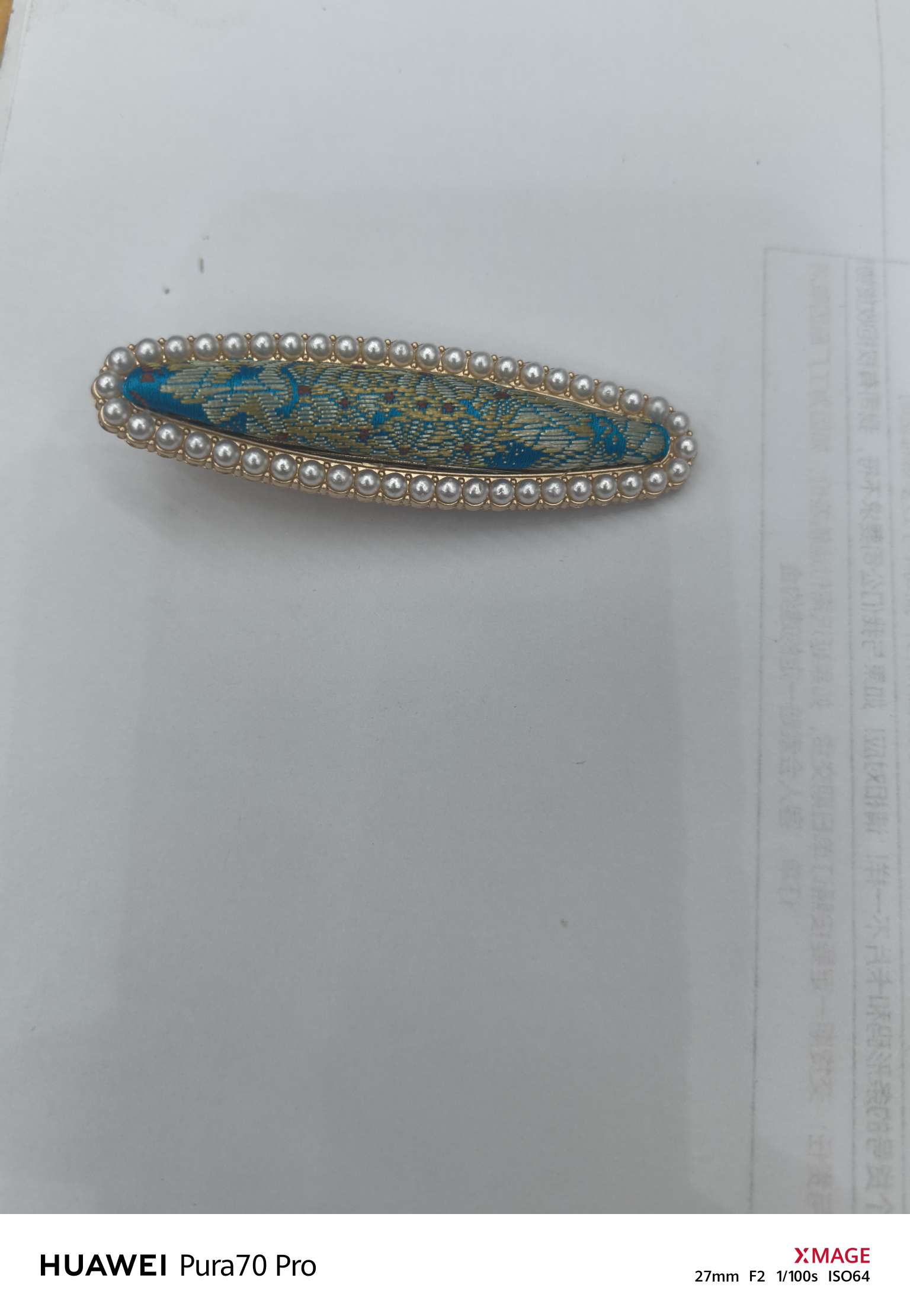 Заколка-зажим из парчи с жемчужным краем оптом из Китая — фотография 5