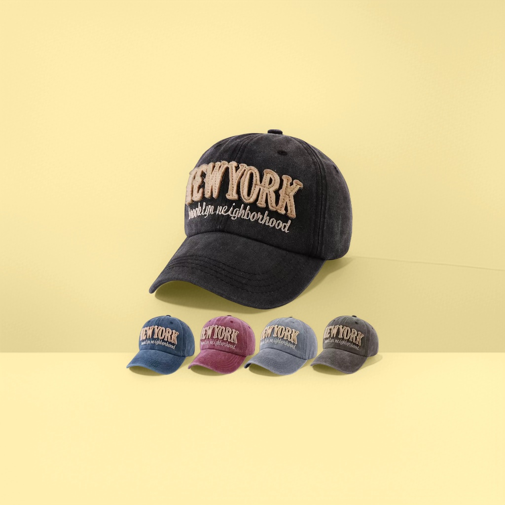 Бейсболка чёрная с вышивкой NEW YORK Brooklyn оптом из Китая — фотография 3