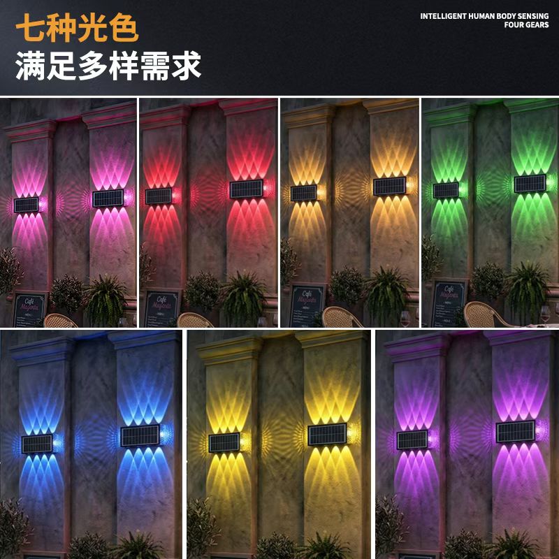 Светильник настенный на солнечной батарее RGB оптом из Китая — фотография 5