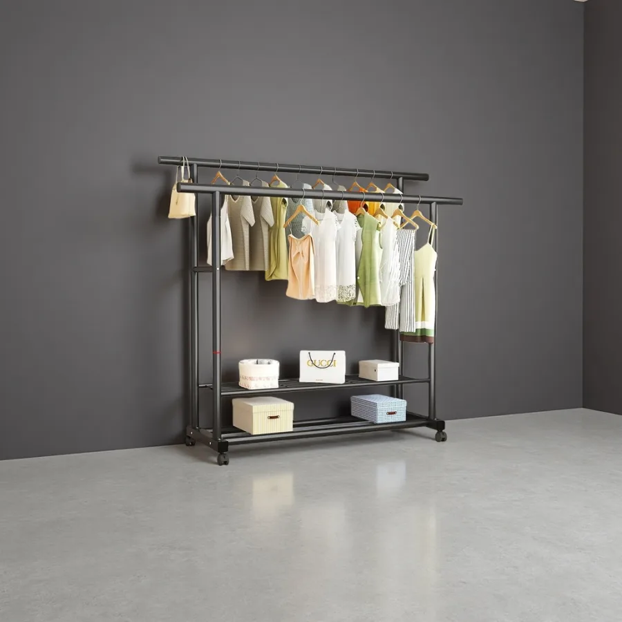 Вешалка напольная металлическая двухъярусная оптом из Китая — фотография 2