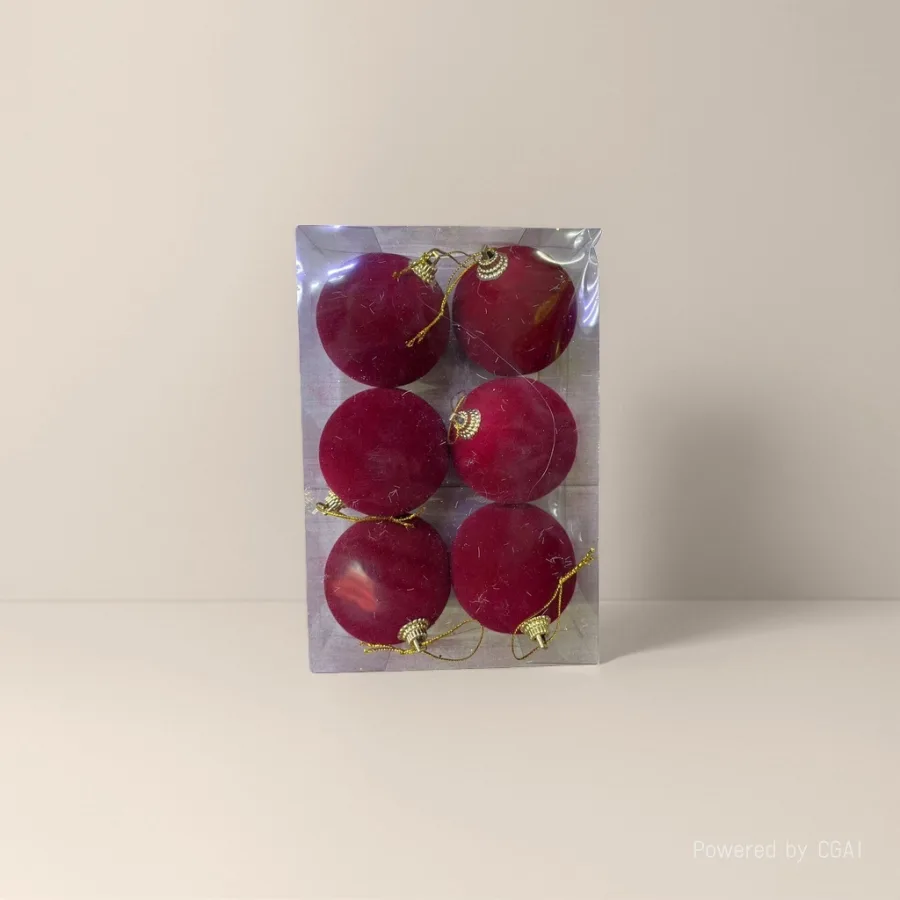 Ёлочные шары бархатные красные оптом из Китая — фотография 2