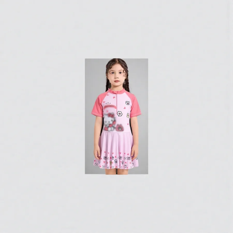 Купальник слитный Hello Kitty розовый оптом из Китая — фотография 2