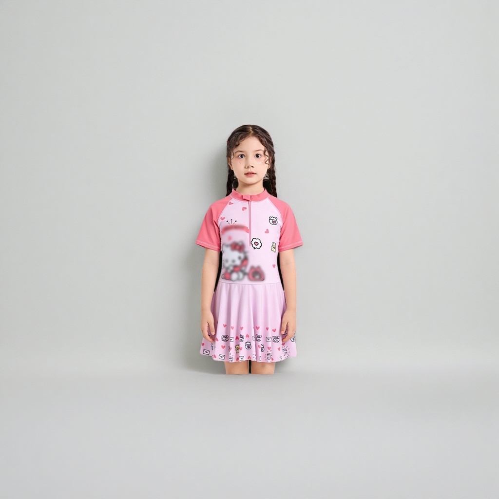 Купальник слитный Hello Kitty розовый оптом из Китая — фотография 3