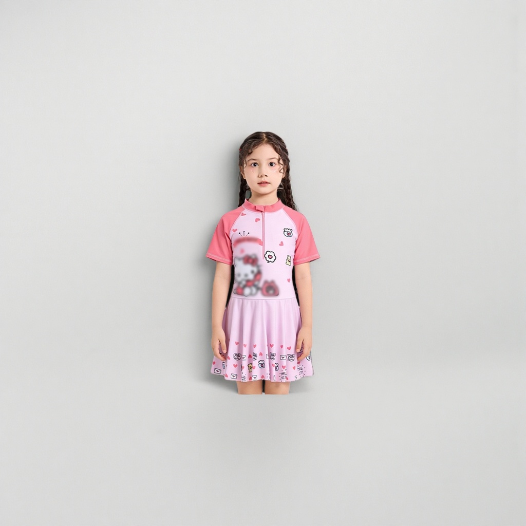 Купальник слитный Hello Kitty розовый оптом из Китая — фотография 4