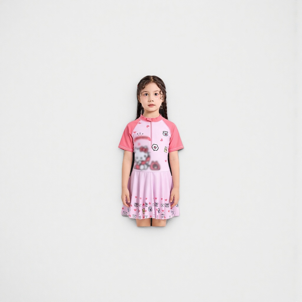 Купальник слитный Hello Kitty розовый оптом из Китая — фотография 5