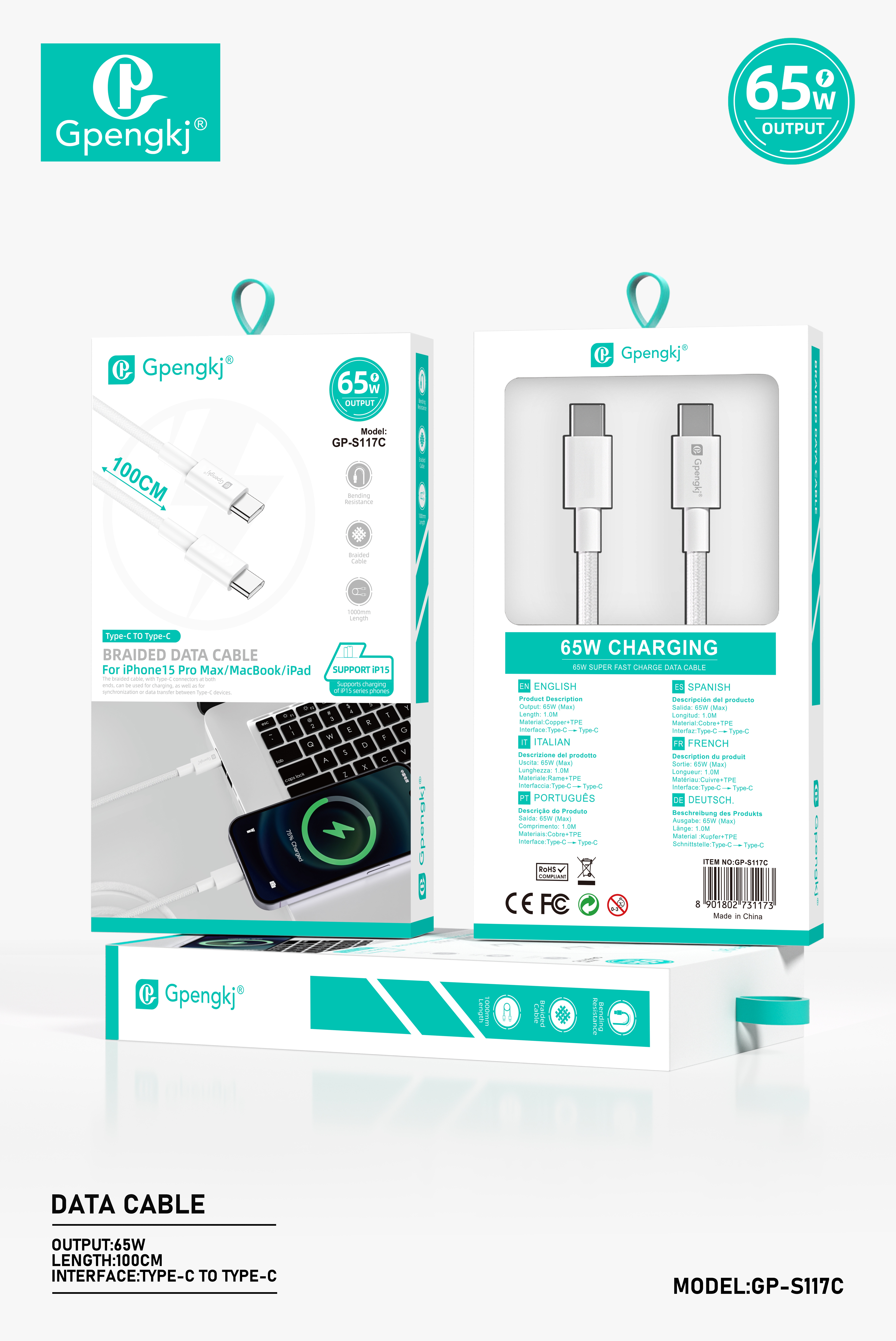 Кабель для зарядки USB-C 65 Вт оптом из Китая — фотография 3