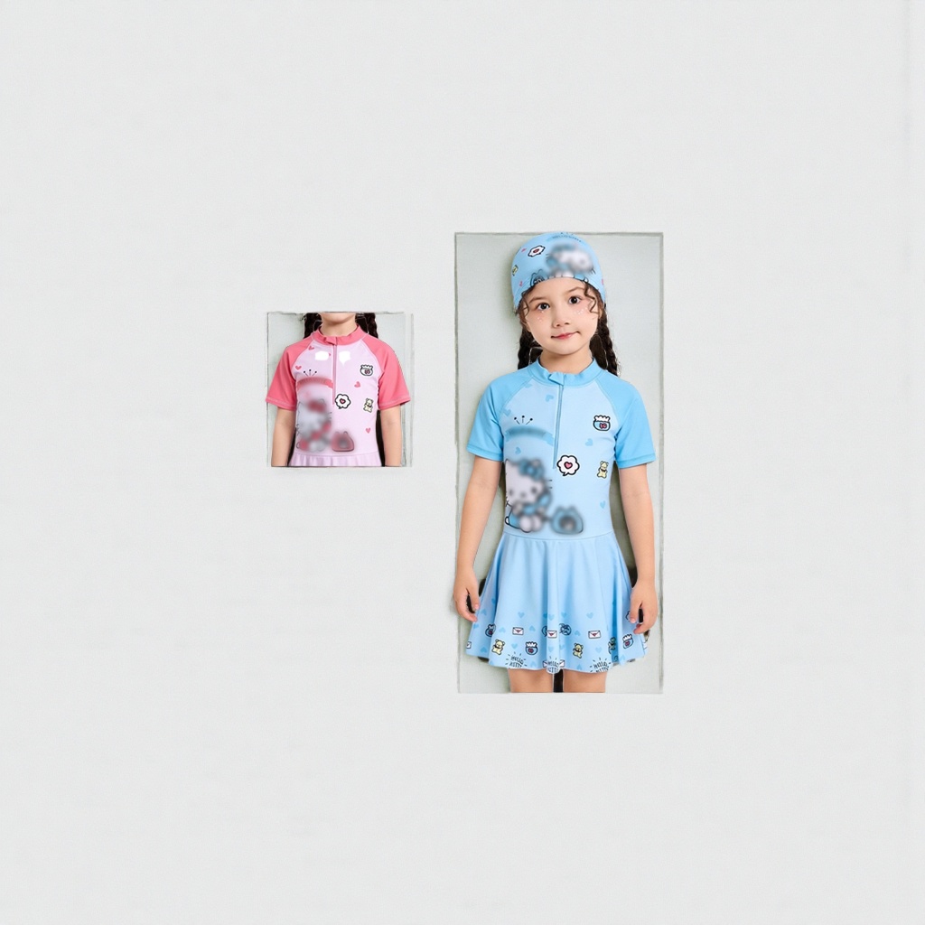 Детский купальный костюм Hello Kitty голубой оптом из Китая — фотография 5