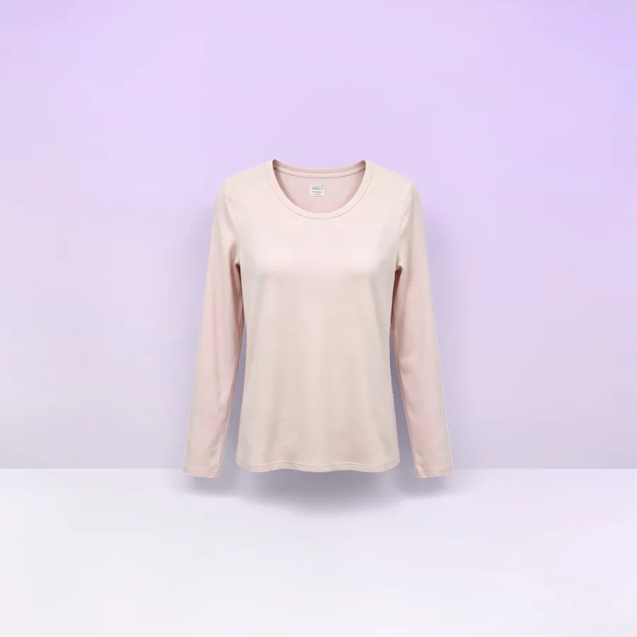 Лонгслив женский светло-розовый оптом из Китая — фотография 2