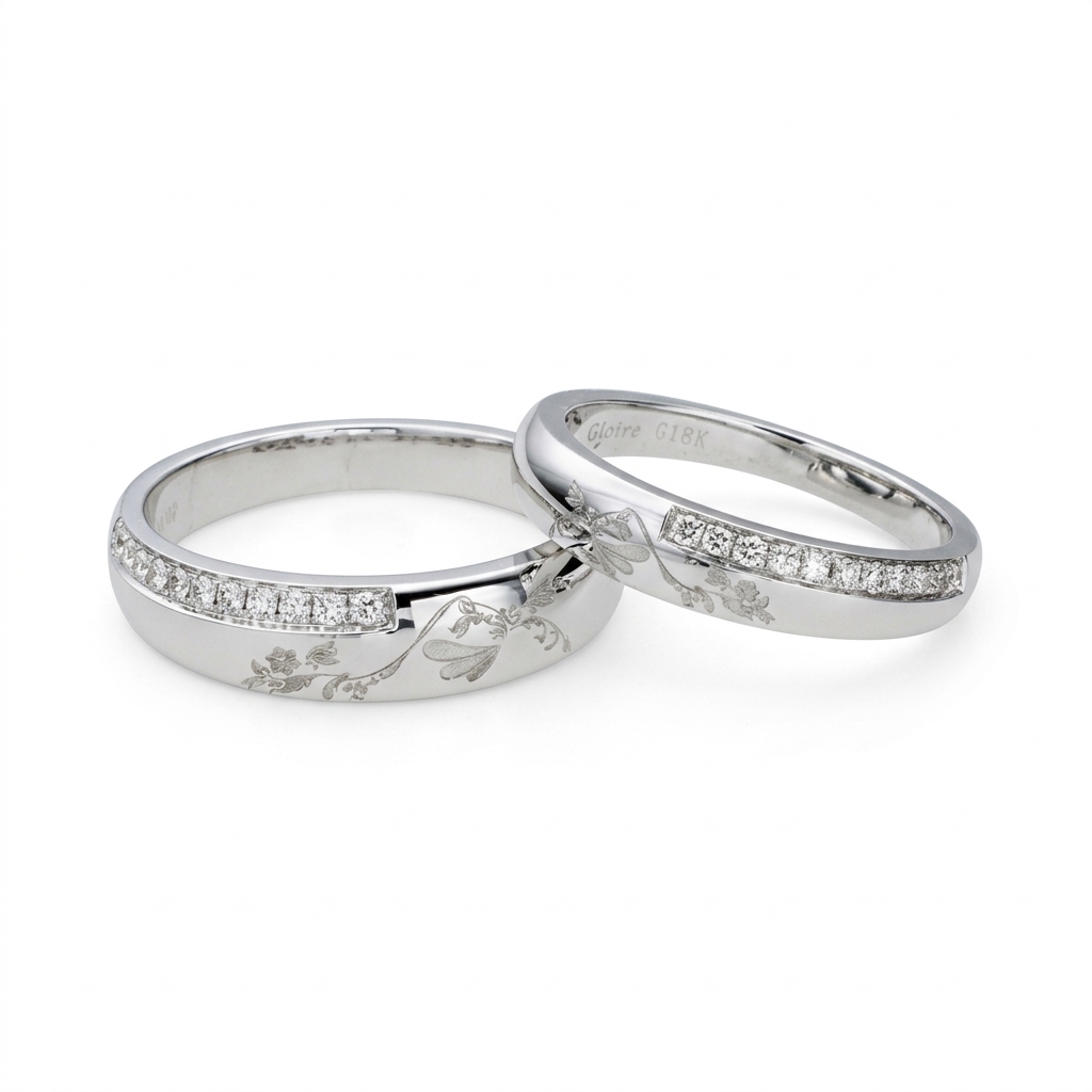 Парные кольца из золота 18K, артикул DKCA000000018 оптом из Китая — фотография 2