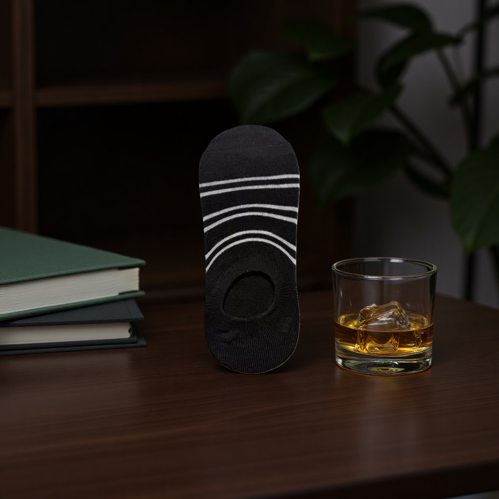 Носки-следки хлопковые чёрные в полоску оптом из Китая — фотография 5