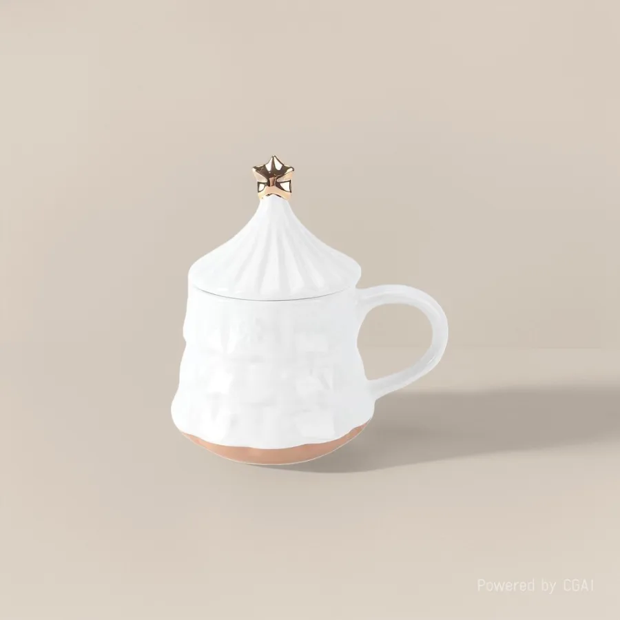 Кружка с крышкой в форме ёлки оптом из Китая — фотография 2