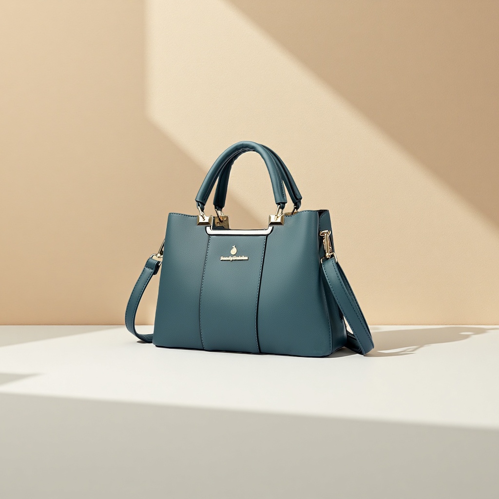 Сумка-тоут кожаная тёмно-зелёная оптом из Китая — фотография 3