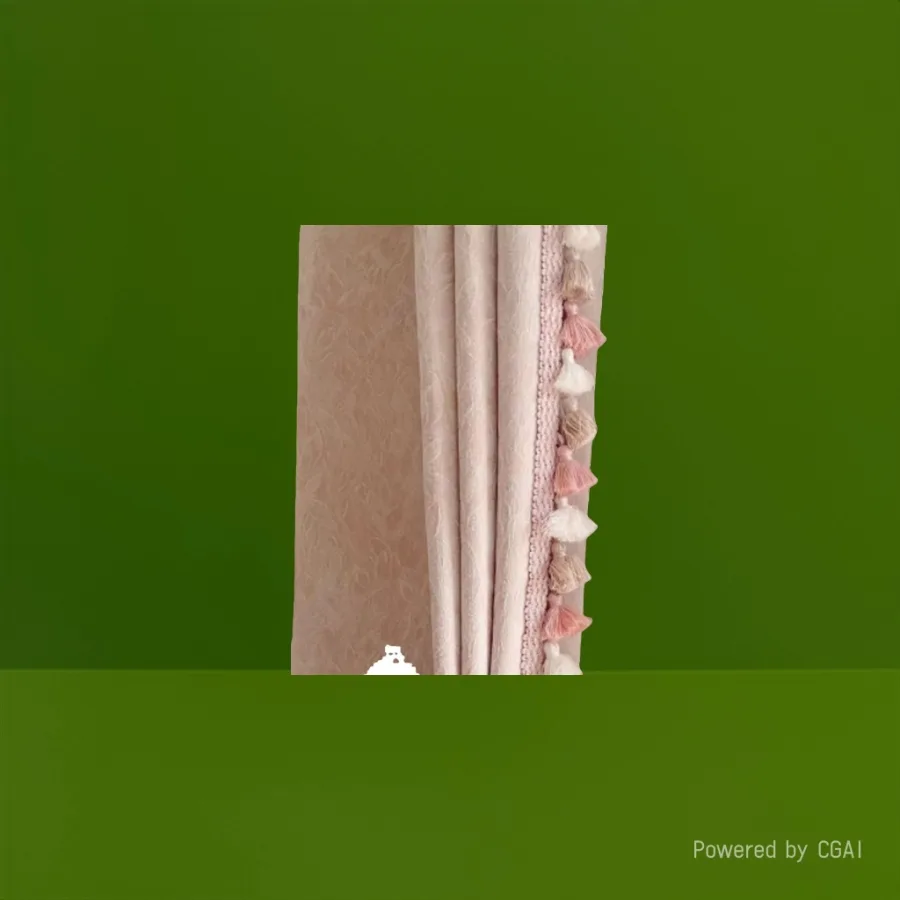 Штора льняная с кистями розовая оптом из Китая — фотография 2