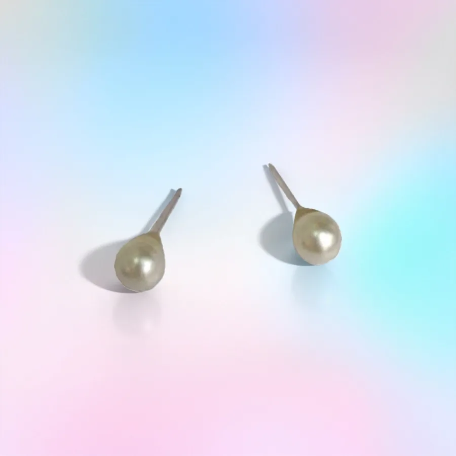 Серьги-пусеты с жемчужиной оптом из Китая — фотография 2