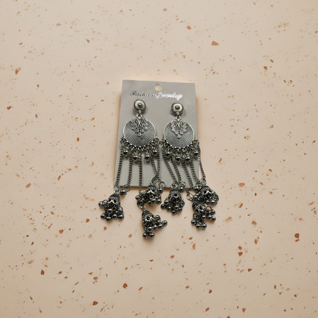 Серьги серебристые этнические оптом из Китая — фотография 4