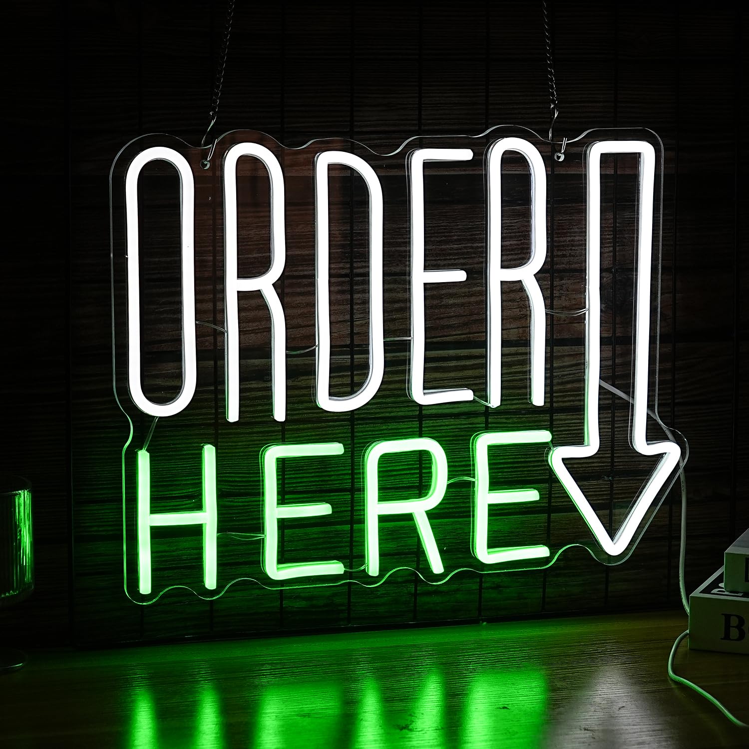 Неоновая вывеска «ORDER HERE» оптом из Китая — фотография 4