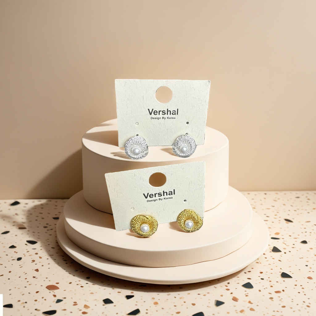 Серьги-гвоздики с жемчугом Vershal, 2 пары оптом из Китая — фотография 4