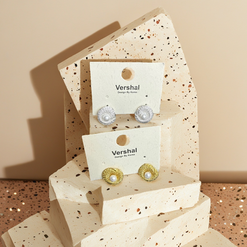 Серьги-гвоздики с жемчугом Vershal, 2 пары оптом из Китая — фотография 5
