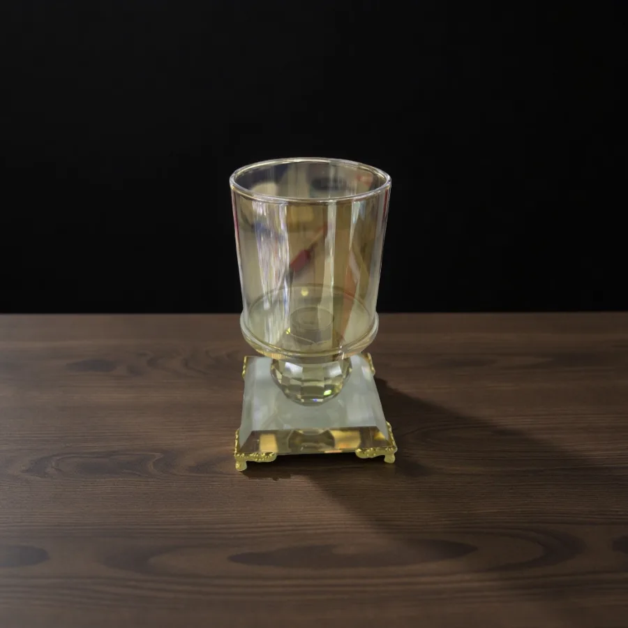 Подсвечник стеклянный на деревянном основании оптом из Китая — фотография 2