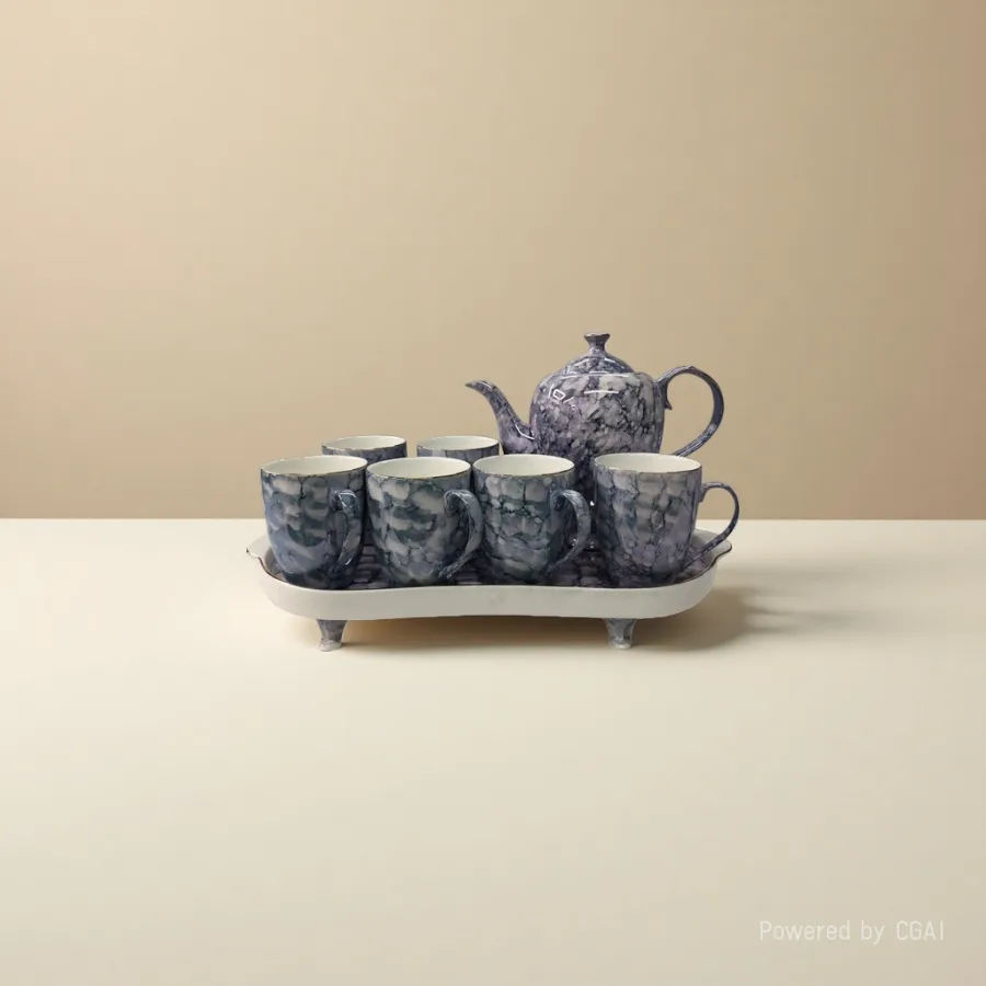 Чайный сервиз с мраморным узором оптом из Китая — фотография 2